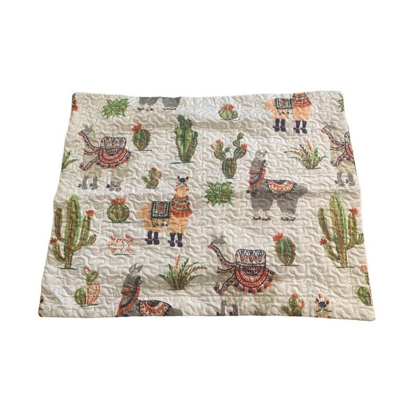 Llama Quilted Bedspread & Pillow Shams Set Patterned Alpaca Cactus NIB Queen